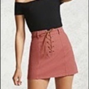 Pink Lace Up Skirt
